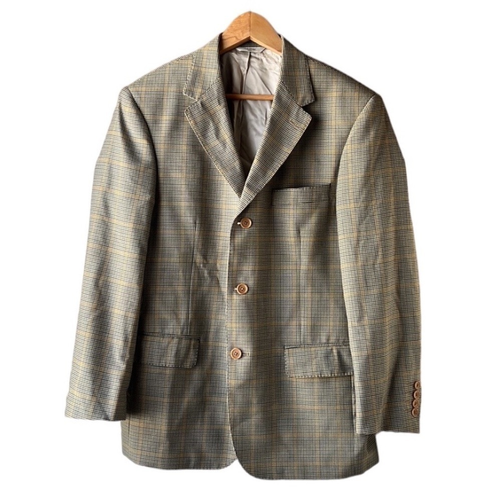 Claiborne Plaid Blazer in Tan and Gray Tones